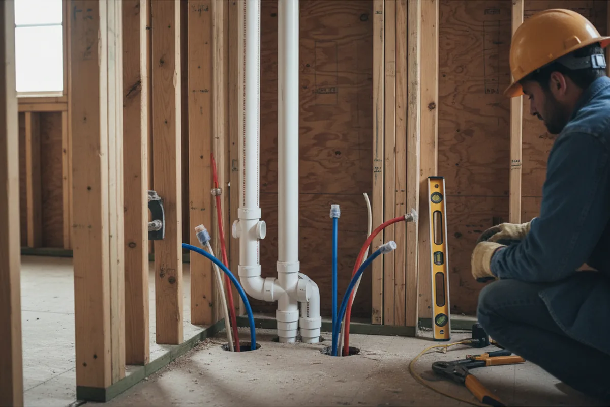 Drain and supply rough-in during Sump Pump Repair in Eagletown
