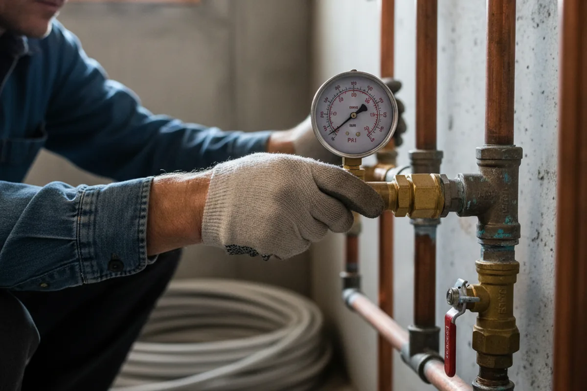 Pressure testing a repaired line during Water Line Repair in Eagletown